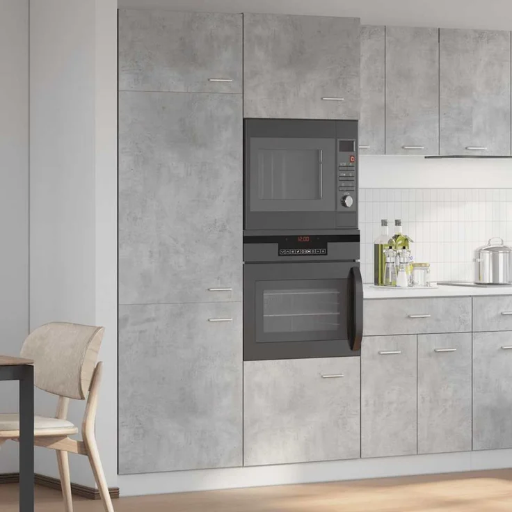 Kühlumbauschrank, Küchenschrank Lyon Betongrau 60 x 57 x 207 cm Holzwerkstoff – Bild 3