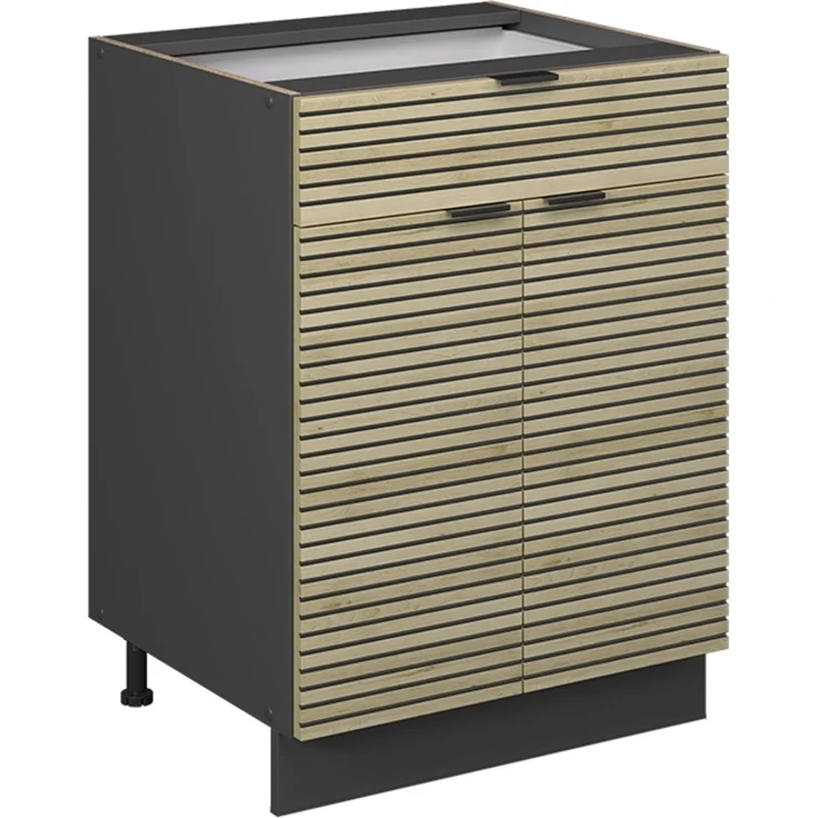 Küchenunterschrank Fame-Line Eiche Paneel 60 cm mit Schublade, ohne Arbeitsplatte Vicco – Bild 1