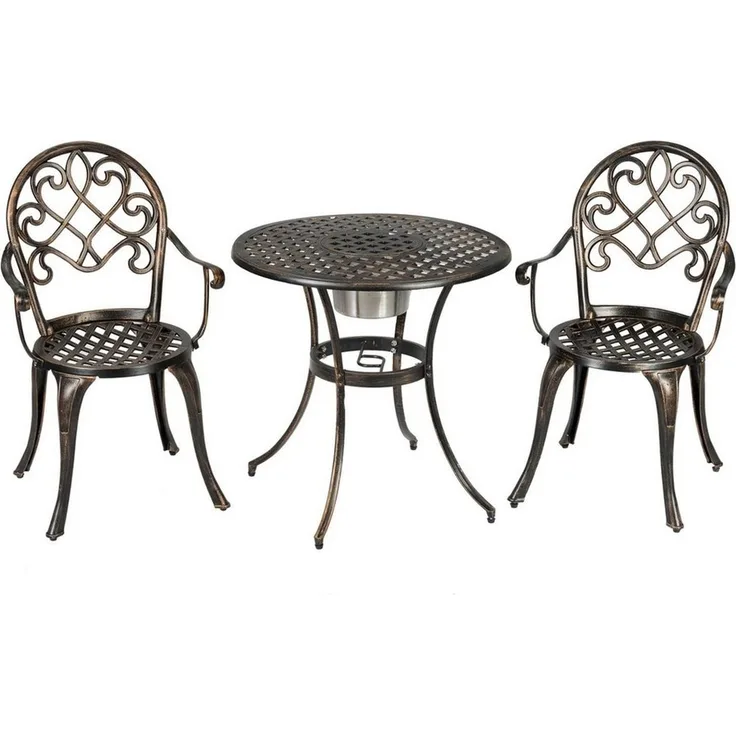 KOMFOTTEU Bistrostuhl 3 TLG. Bistro Set, aus Aluminiumguss