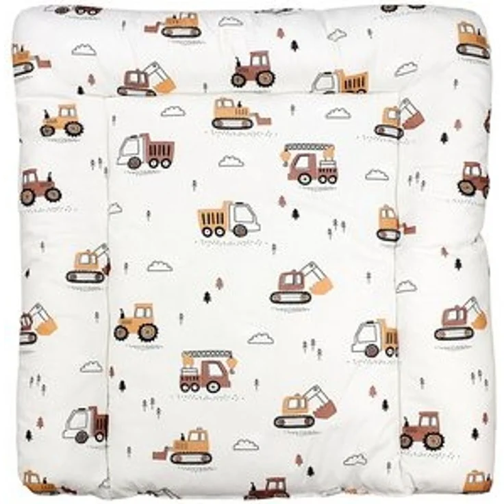 TupTam Baby Wickeltischauflage mit Baumwollbezug Gemustert, Farbe: Baufahrzeuge/Bagger/Beige, Größe: 70x50 cm – Bild 6