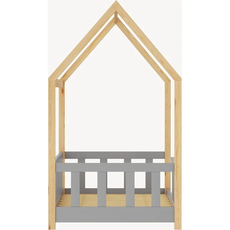 Hausbett Hesel mit Rausfallschutz 70x140 cm Grau/Natur [en. casa] – Bild 7