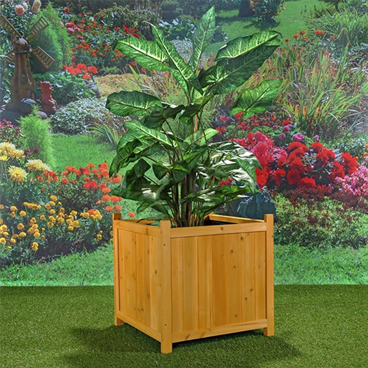 50x50 Blumenkübel Pflanzkasten Blumentrog Blumentopf Blumenkübel Übertopf braun – Bild 2