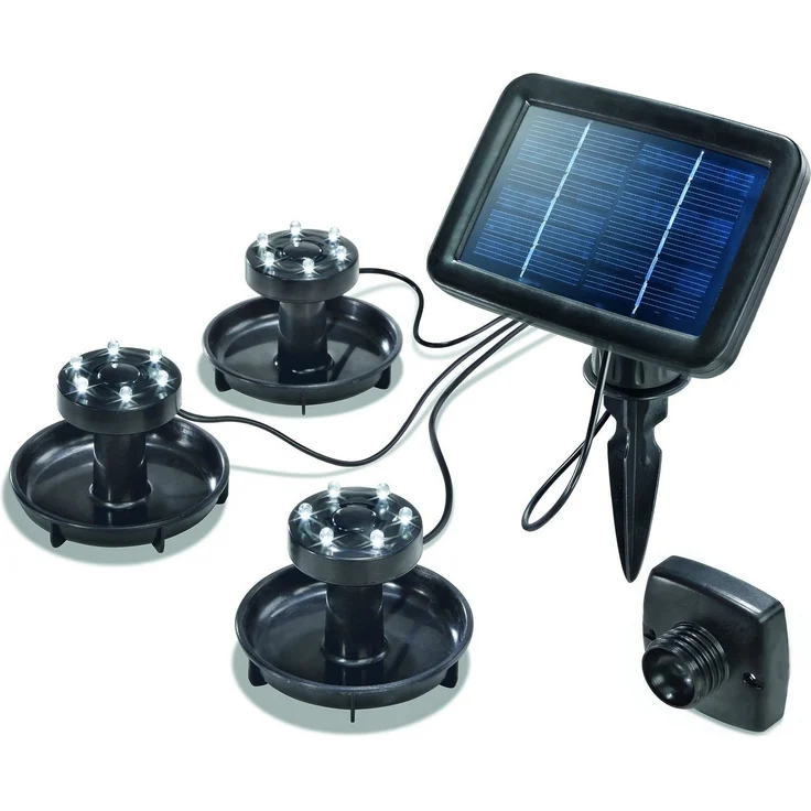 Solar Unterwasserstrahler Splash, 3er Set, LED Spot, Bodenleuchte, Unterwasserleuchte, Teichbeleuchtung, 6000K, warmweiß, Erdspieß, Akku, IP68, wasserdicht, wetterfest, 102148 – Bild 1