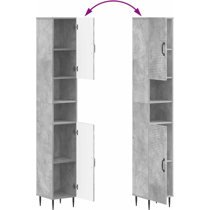 vidaXL 4-teiliges Badezimmer-Schrank-Set HAARLEM Betongrau 3417939 – Bild 9