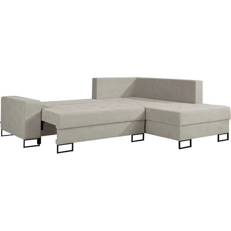 Selsey 'Larelle' Ecksofa mit Schlaffunktion & Bettkasten, Chenille, Ottomane rechts, Hellbeige – Bild 3