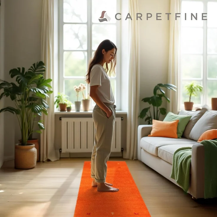 carpetfine 'Gabbeh Uni' Wollteppich, reine Wolle, Orange, 75x240 cm – Bild 8