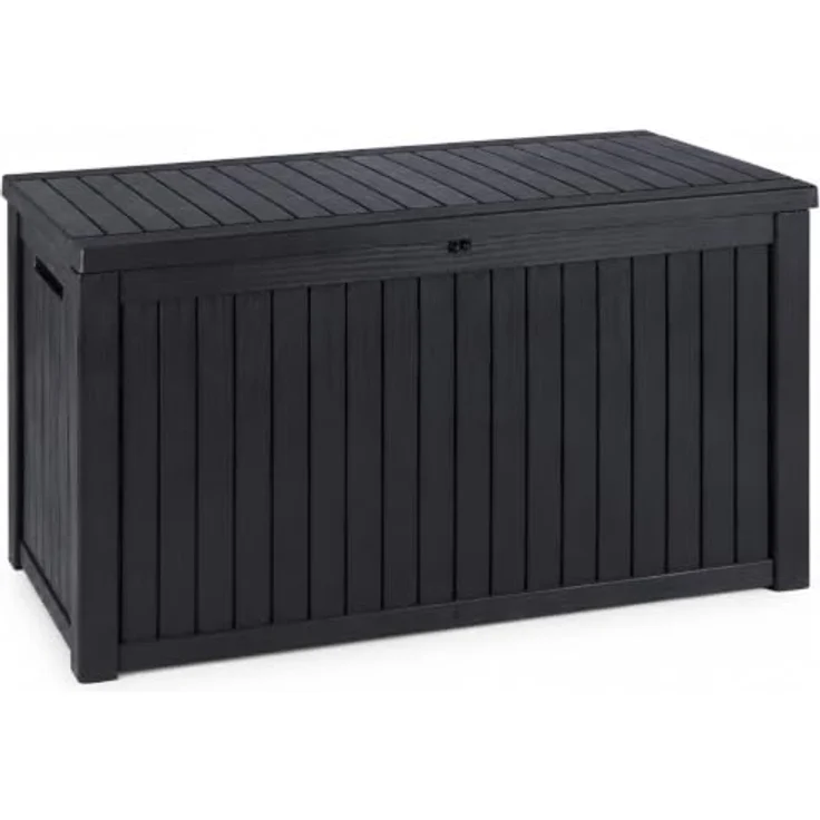 Koll Living Gartenbox 'Cedar', 680 Liter, Schwarz, abschließbar, wasserdicht, UV- & witterungsbeständig, Holzoptik – Bild 1