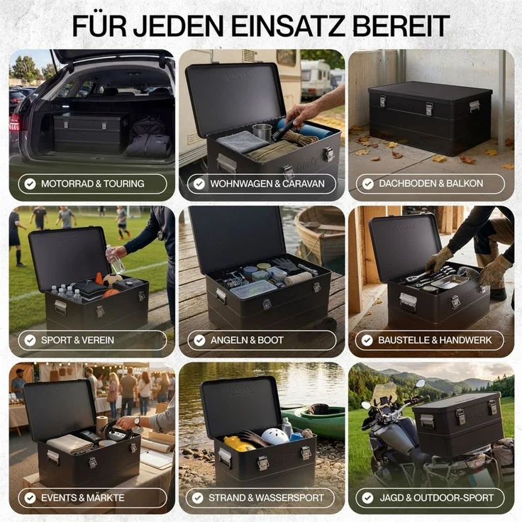 Trucky Allzweckkiste Aluminium Box mit Deckel Schwarz Alukiste 85 Liter Abschließbar – Bild 3