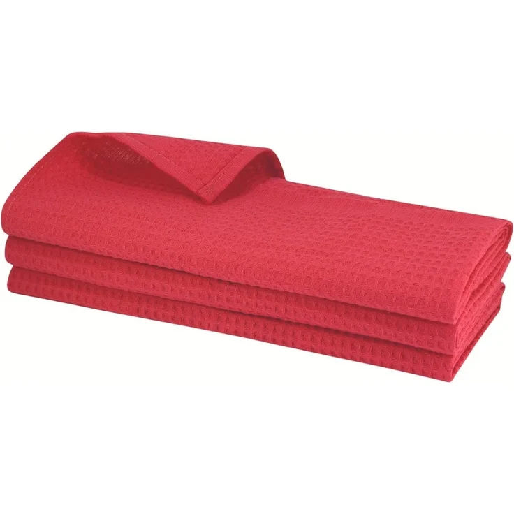 Engelland Geschirrtuch Poliertuch, (Vorteils-Set, 3-tlg, Waffel-Pique), 100 % Baumwolle, integrierte Aufhängeschlaufe, 70 x 50 cm – Bild 1
