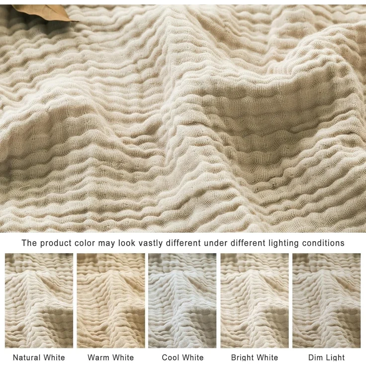 Kuscheldecke Flauschig Baumwolle Decke Vorgewaschene Atmungsaktive Tagesdecke – Bild 6