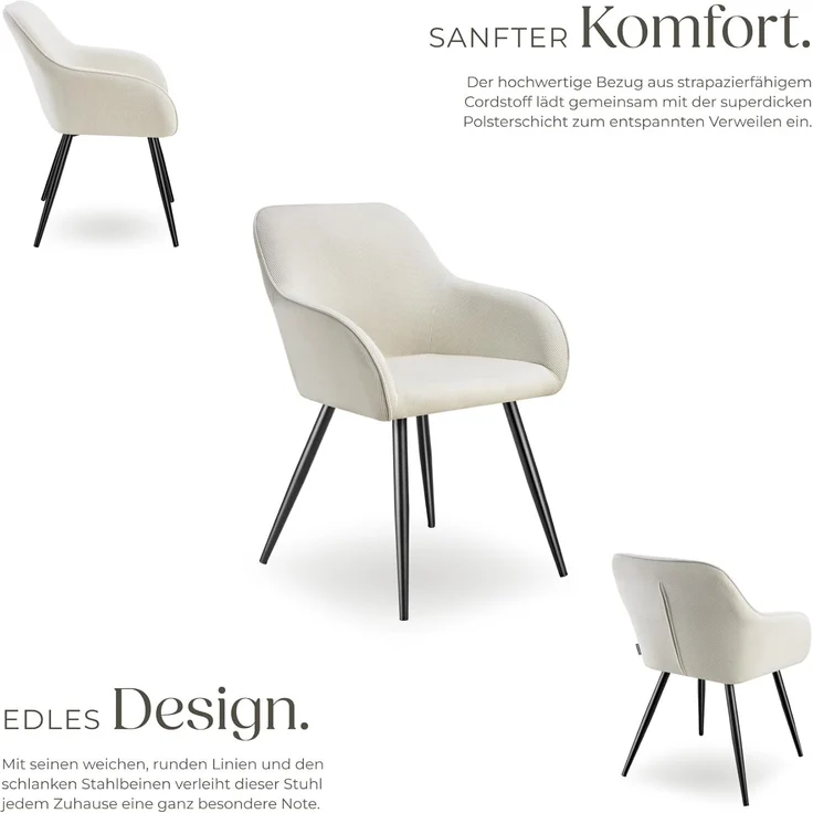 tectake Esszimmerstuhl Marilyn (1er Set, 1 St), gepolstert, in Cordoptik – Bild 5