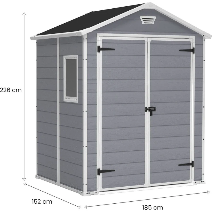 Dmora Gartenhaus Cranbrook, Gartenhütte, Gartenhaus, Werkzeugschuppen, 185x152 h226 cm, Grau – Bild 3