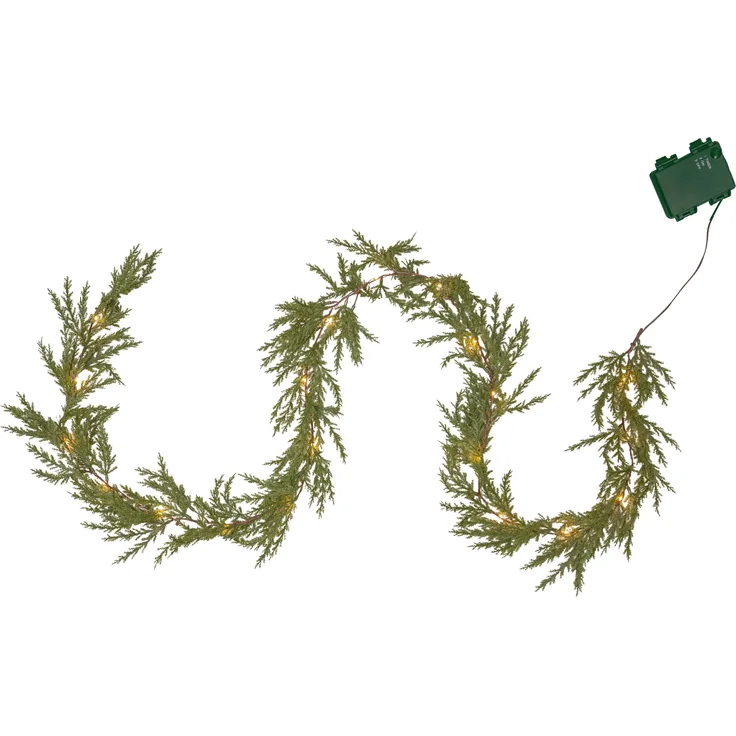 Outdoor-Tannengirlande Thuja 20 LEDs Timer grün warmweiß L 180cm