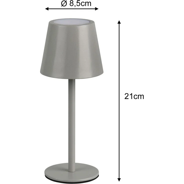 Akku LED Tischleuchte DIAZ kabellos für Innen & Außen, Grau - 21cm klein – Bild 4