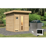 Karibu Sauna Hytti 2 naturbelassen mit 9 kW Ofen mit externer Steuerung