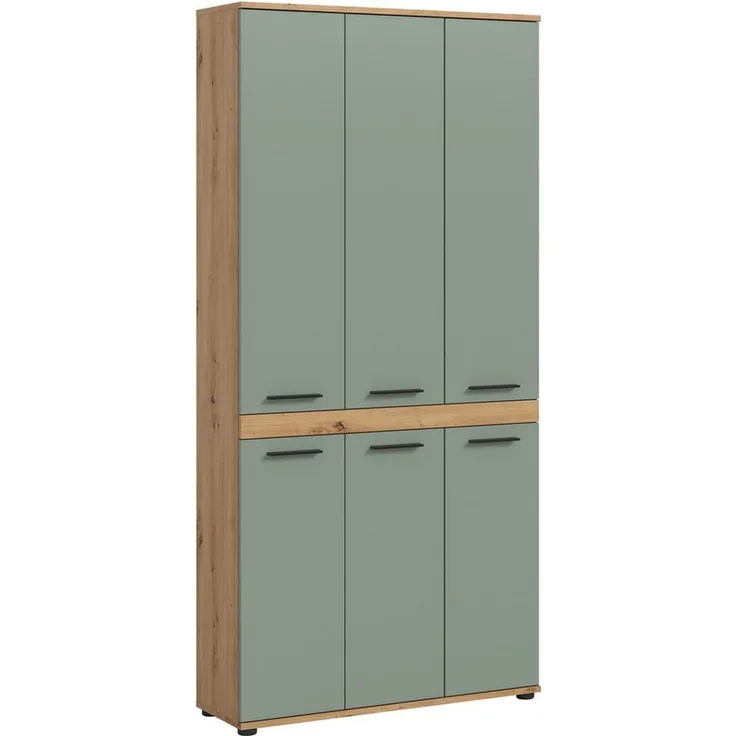 welltime Hochschrank LUCCA, Breite 90cm, 6 Türen, 10 Fächer, 6 Einlegeböden (große Typenauswahl, individuell mit weiteren Artikel kombinierbar) Badschrank, Badmöbel, Badezimmer, Universalschrank, Mehrzweckschrank