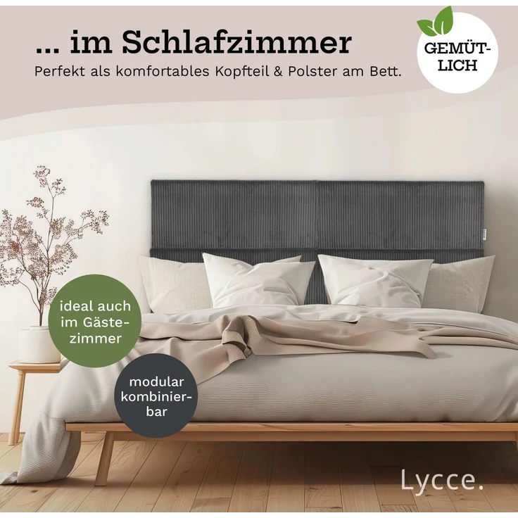 Lycce Kopfstütze Wandkissen Cord - Wandpolster Kopfteil Betten & Rückenkissen Sitzbank, (1 St) – Bild 4