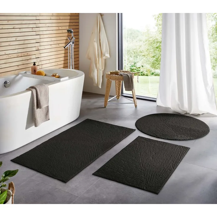 TaraCarpet Teppich TaraCarpet Homestyle 389 Fresco, rechteckig, Höhe: 10 mm, Fresco hoch-tief weich waschbar anthrazit 50x80