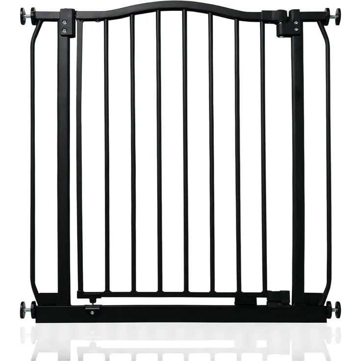 Safetots Treppenschutzgitter mit gebogenem oberen Teil, 71cm - 80cm, Mattschwarz, Treppenschutzgitter mit Druckbefestigung, Babygitter für Türen