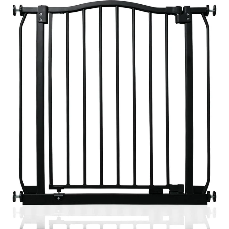 Safetots Treppenschutzgitter mit gebogenem oberen Teil, 71cm - 80cm, Mattschwarz, Treppenschutzgitter mit Druckbefestigung, Babygitter für Türen