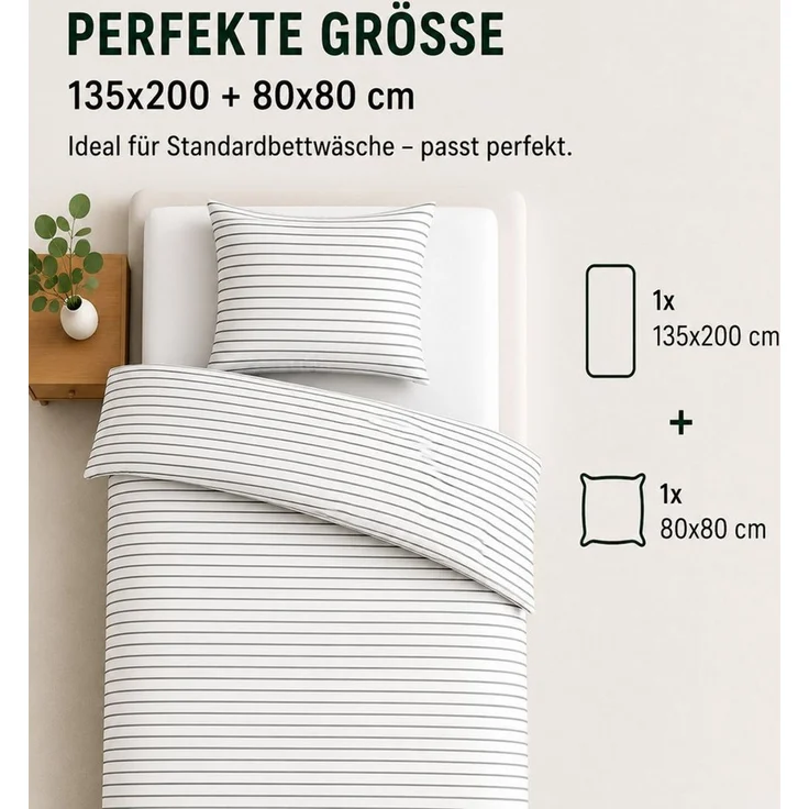 Malika Bettwäsche 135x200 + 80x80 cm atmungsaktiver Bettbezug, moderne Designs, Baumwolle, 2 teilig, pflegeleicht, hautfreundlich, angenehm weicher Stoff – Bild 3