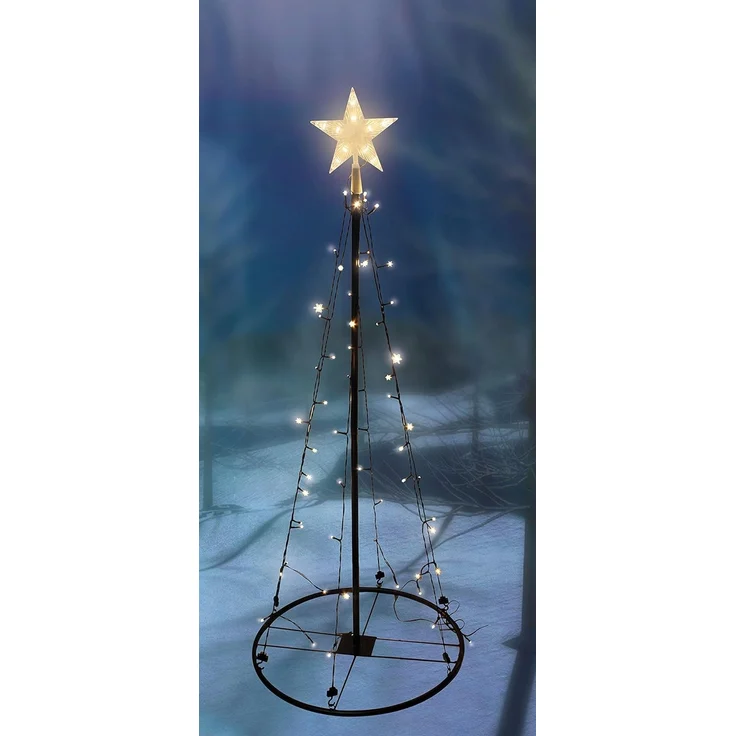 Spetebo LED Baum LED Lichterbaum mit Stern - 120 cm, 1, LED fest integriert, warmweiß, Weihnachtsbaum schwarz - Deko Lichter Kegel Baum Außen Innen, Weihnachtsbaum schwarz 70 LED - Deko Lichter Baum Außen Innen – Bild 2