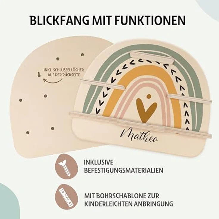 Kidsmood - Tonie Regal personalisiert mit Namen – Wandregal für Toniebox 2 & Figuren | Abgerundete Ecken & Kanten Inkl. Metallplättchen für Tonie Hörfiguren | Kinderzimmer Regal für Mädchen & Jungen – Bild 4