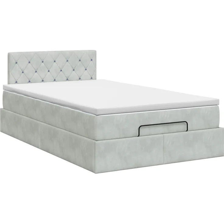 vidaXL Ottoman Bett mit Matratze Hellgrau 120 x 200 cm Samt 3456477 – Bild 8
