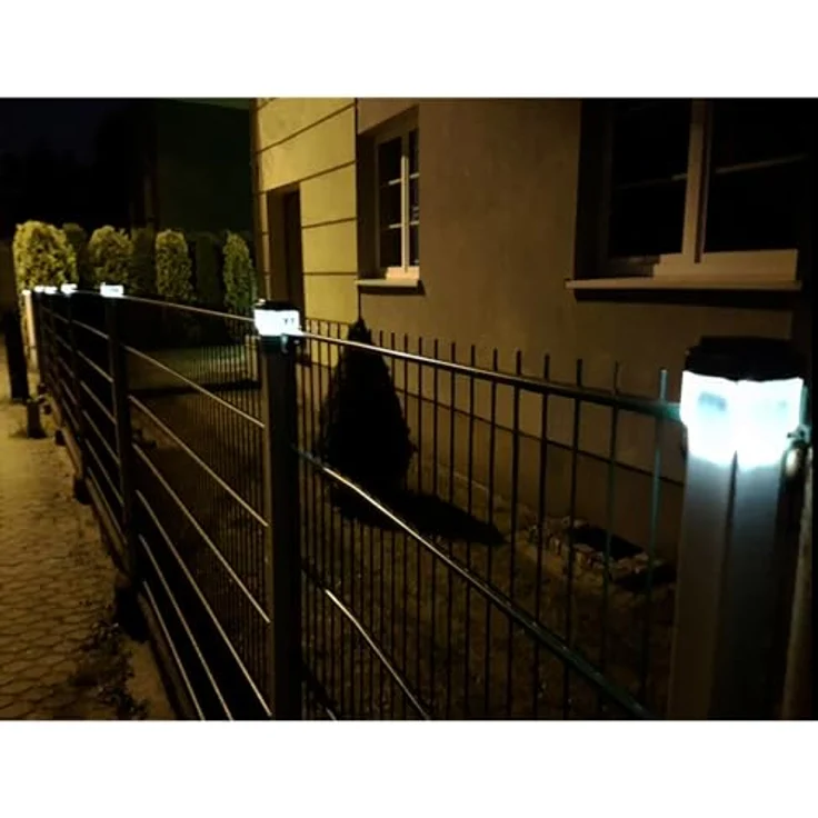 GreenBlue LED Gartenleuchte Solarmastleuchte für Zaun Outdoor geeignet, LED fest integriert, Warmweiß, solarbetriebene LED Gartenlampe für Garten und Zaun wetterfest – Bild 9