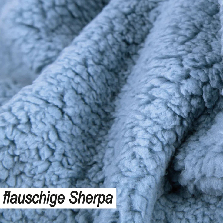 Kuscheldecke "Teddy Fleece" Sherpa/Flanell, 150x200cm Blau – Bild 7