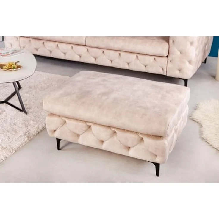 riess-ambiente Fußhocker MODERN BAROCK 92cm champagner / schwarz (Einzelartikel, 1 St), Wohnzimmer · Samt · 3-Sitzer · Federkern · Chesterfield – Bild 2