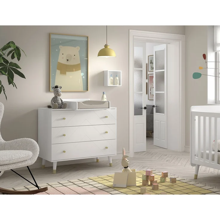 BILLY Babyzimmer-Set, best. aus Kommode und Wickelaufsatz, MDF Satin Weiß lackiert – Bild 6