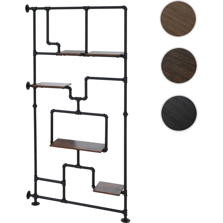 Raumteiler mit Regal HWC-P10, Wohnregal Ablageregal, Industrial Metall Melamin MVG 203x100x20cm ~ dunkelbraun – Bild 10