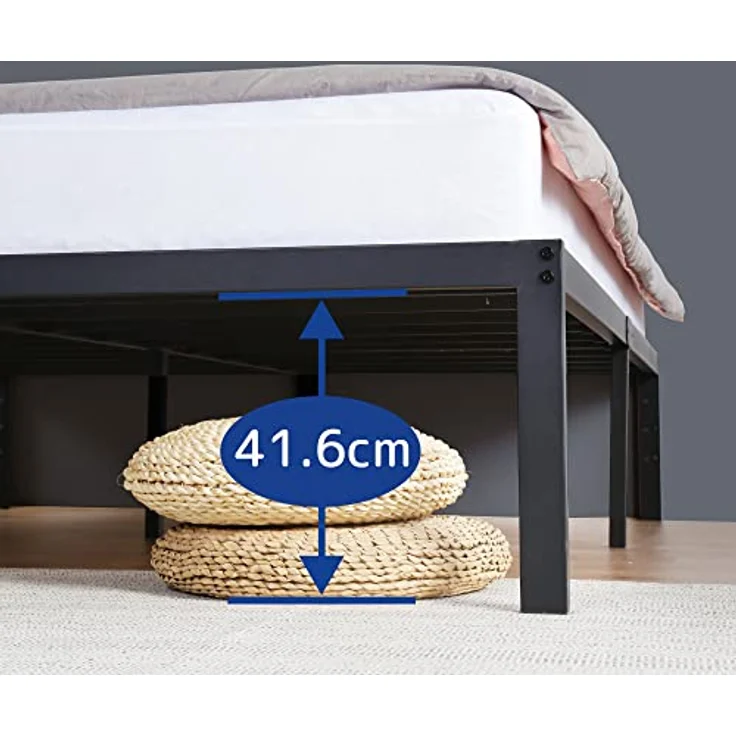 Olee sleep 45cm Stabiler Stahlbett / Stahl-Lattenrost / Anti-Rutsch-Unterstützung / Matratzenunterbau / Metallbett / Bettrahmen / Bett / 140x200 cm / Full / Schwarz / Metall – Bild 6
