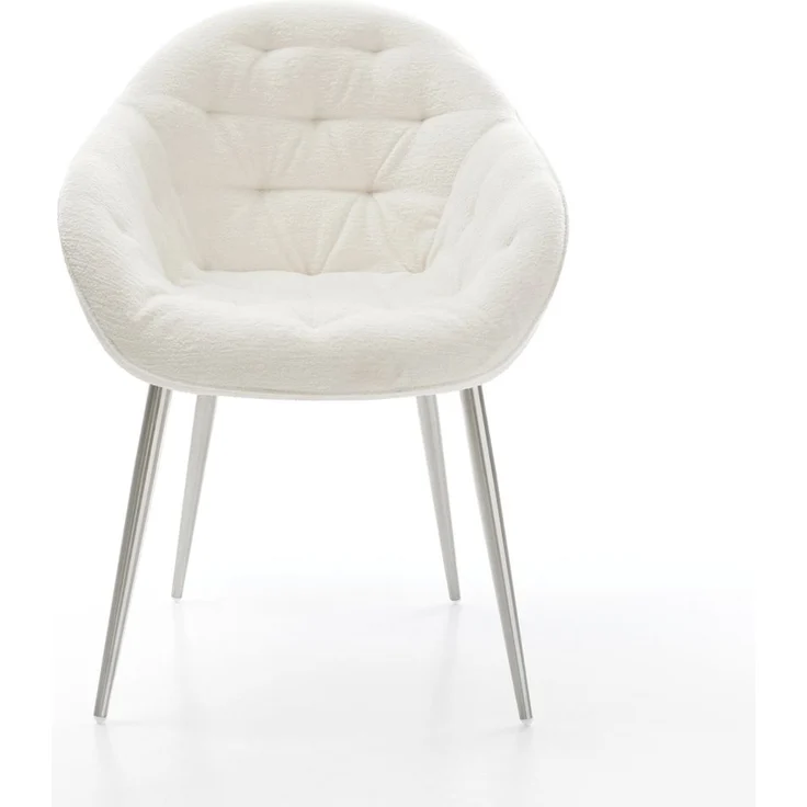 Esszimmerstuhl Gaio-Flex Bouclé Soft Beige 4-Fuß konisch Edelstahl – Bild 2