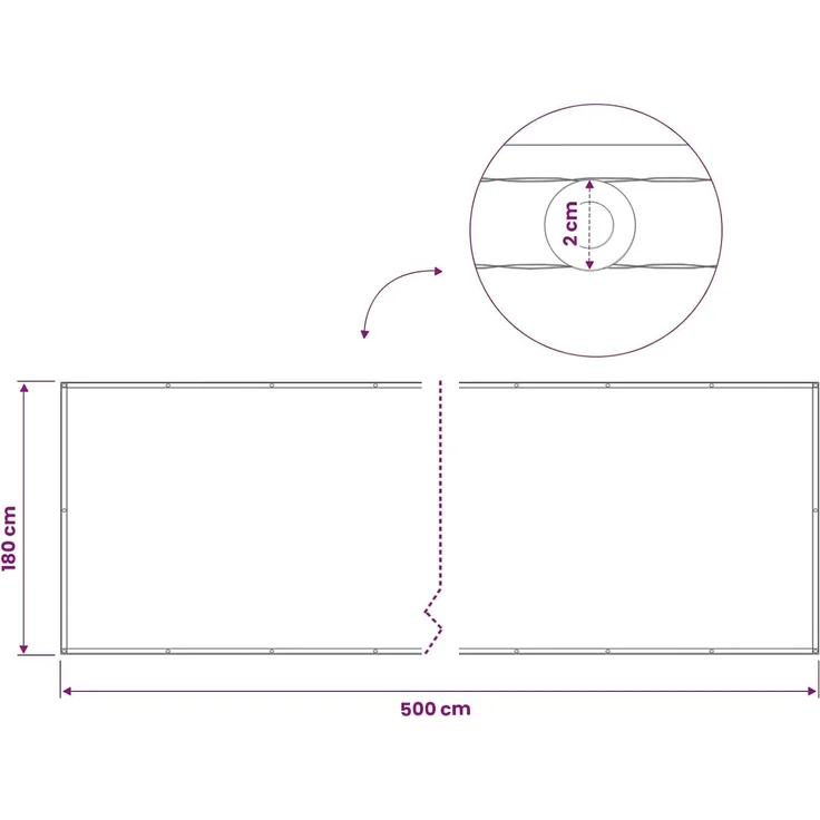 vidaXL Balkon Sichtschutz 180 x 500 cm Stoff mit PU-Beschichtung 42036433 – Bild 3