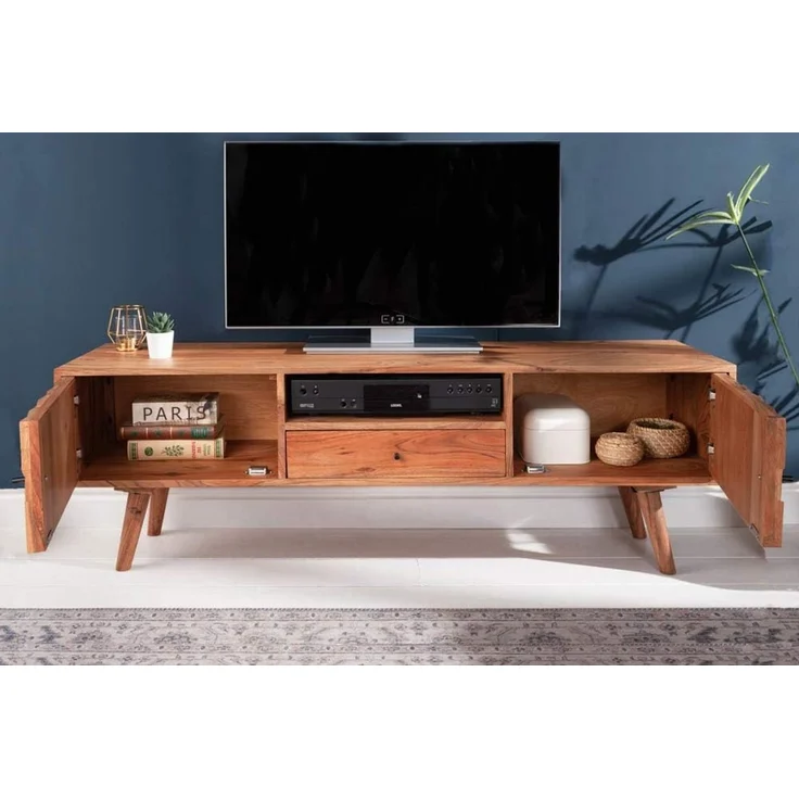 riess-ambiente Lowboard MYSTIC LIVING 140cm natur, Massivholz · TV-Schrank · Akazie · Wohnzimmer · Retro – Bild 5