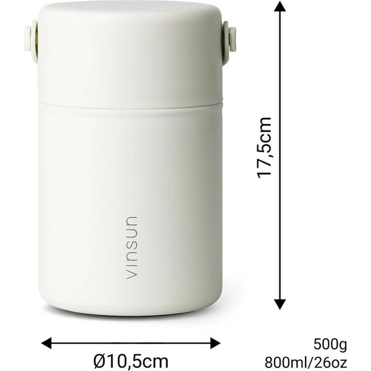 Vinsun Lunchbox Thermobehälter für Essen 800ml inkl. Löffel, doppelwandig isoliert, Edelstahl, BPA frei, auslaufsicher, bruchfest, für warme und kalte Speisen – Bild 3