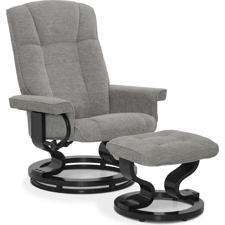 M MCombo Relaxsessel mit Hocker, 360° Drehbarer Fernsehsessel mit Liegefunktion, bis 120 Kg Belastbarer TV-Sessel, Moderner Ruhesessel für Wohnzimmer, Stoff, 9019 (Hellgrau-Stoff)