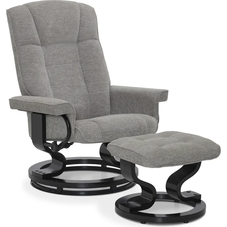 M MCombo Relaxsessel mit Hocker, 360° Drehbarer Fernsehsessel mit Liegefunktion, bis 120 Kg Belastbarer TV-Sessel, Moderner Ruhesessel für Wohnzimmer, Stoff, 9019 (Hellgrau-Stoff) – Bild 1