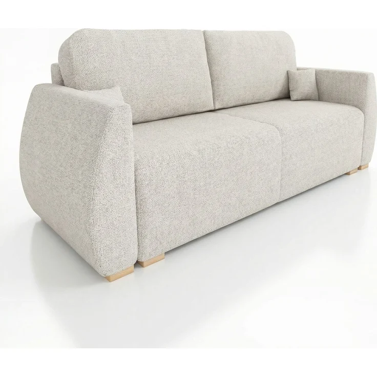 Wohnero 24 Delle Premium Schlafsofa 221x93 cm mit Bettkasten & DL-Funktion – 191x142 cm Liegefläche, 3-Sitzer Sofa mit Bonellfeder - Neve 02 – Bild 2