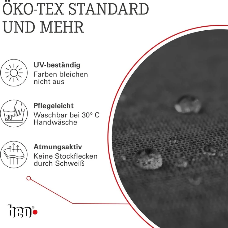 Beo Relaxsessel Auflage UV-beständig Barcelona | Made in EU nach Öko-Tex Standard | Waschbare Relaxstuhl Auflage mit Gummi-Halteband | Atmungsaktive Liegestuhl Auflage mit grauen Blüten – Bild 3