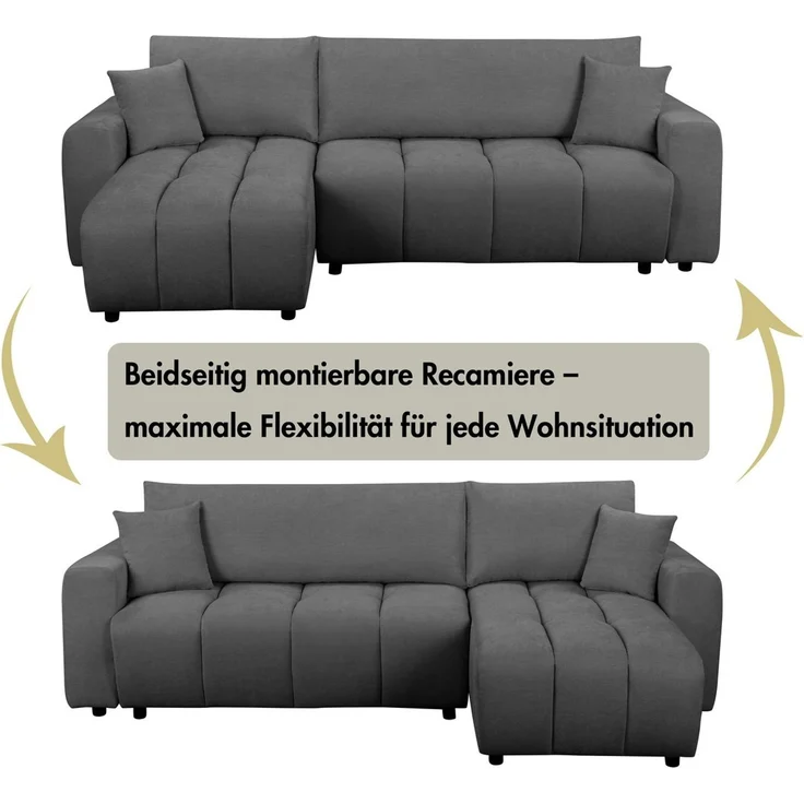 OTTO home Ecksofa YLVAA L-Form, 241 cm - OTTO. Verlässliche Qualität, Schlaffunktion (132/200), Bettkasten, Feinstruktur-Bezug – Bild 3