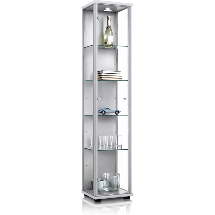 K-Möbel Glasvitrine C1014 (Glasvitrine (176x37x33 cm) mit 1 Glastür) Glasvitrine stehend – Bild 1