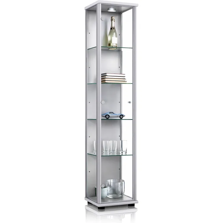 K-Möbel Glasvitrine C1014 (Glasvitrine (176x37x33 cm) mit 1 Glastür) Glasvitrine stehend