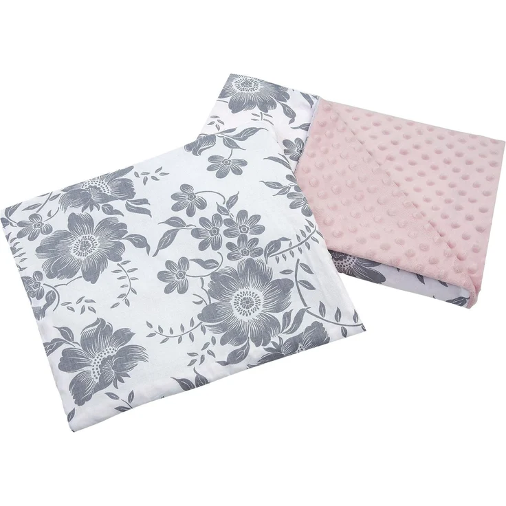 Medi Partners Babydecke Krabbeldecke mit Kissen 100% Baumwolle Minky Kinderdecke 55x75 + 35x30 cm multifunktional für Kinderwagen Babyschale Wiege (Berry mit rosa Minky)