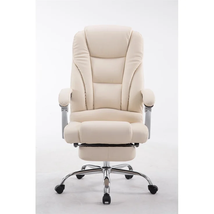 DELUKE® Bürostuhl MIAMI - 118x68x64, Creme Kunstleder Metall in Chromoptik Gestell ergonomische Bürostühle Homeoffice Stuhl mit Rollen – Bild 2