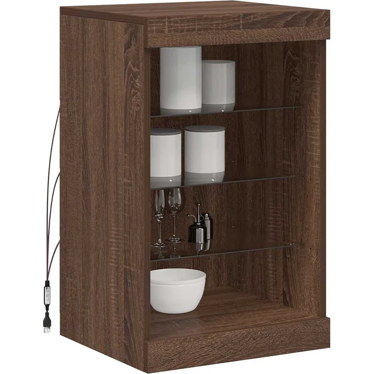 Sideboard, Kommode mit LED-Leuchten Braun Eichen-Optik 41x37x67 cm j1935p – Bild 5