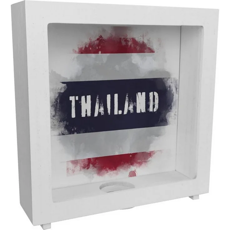 speecheese Spardose Rahmen Spardose aus Holz Thailand Flagge im Used Look Sparschwein für