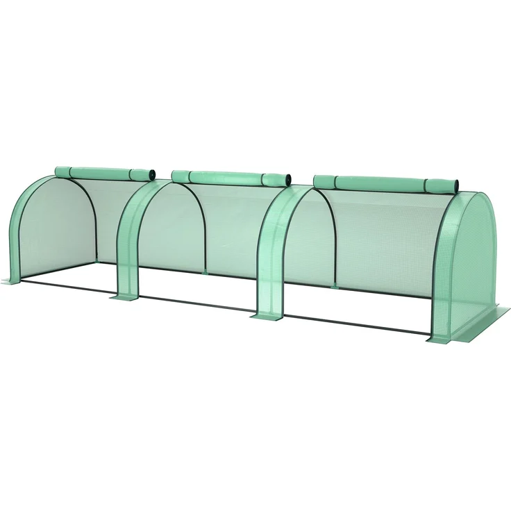Wohnora-Mini-Gewächshaus, Tomatengewächshaus, 3,5 m (L) x 1 m (B) x 0,8 m (H), Stahl, hochdichtes PE (140 g/m²), UV-beständig, 3 Fenster, Grün,H 800cm x T 1180cm x B 1000cm – Bild 3